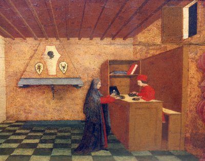 Paolo Uccello (1397-1475) による冒涜されたホストの奇跡の Predella、42x351 cm、詳細 作： Paolo Uccello
