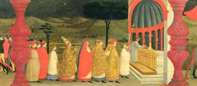 ホストの冒涜のプレデラ：教皇は奉献されたホストを祭壇に戻す、1468年（パネル上のテンペラ）（詳細） 作： Paolo Uccello