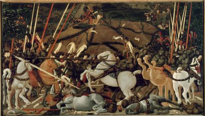 1432年のサンロマーノの戦い：ベルナルディーノデッラカルダの着席解除 作： Paolo Uccello