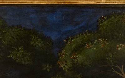 森の狩猟、14661年から70年頃の油彩、100861のパネルの詳細 作： Paolo Uccello