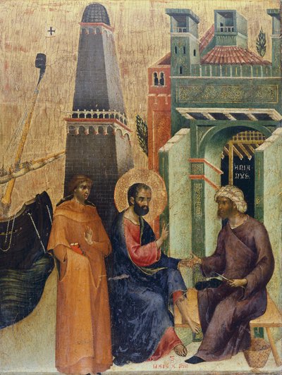 老人の癒し、マルチャーナの平日の祭壇画の詳細、パオロ ヴェネツィアーノ作（1300 年頃 - 1365 年頃） 作： Paolo Veneziano
