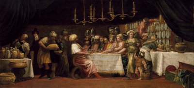 ホロフェルネスにごちそうを食べたジュディス 作： Paolo Veronese