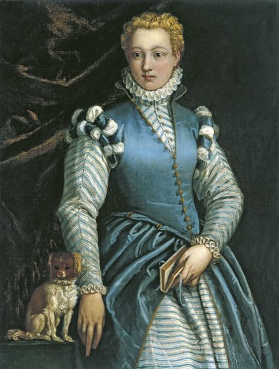 犬を持つ女性の肖像画 作： Paolo Veronese
