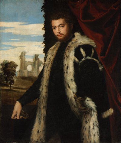 Lynxの毛皮を着ている若い男の肖像 作： Paolo Veronese
