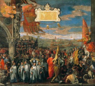 1580年、キオッジャでの凱旋後のアンドレア・コンタリーニ総督の勝利の帰還。 作： Paolo Veronese