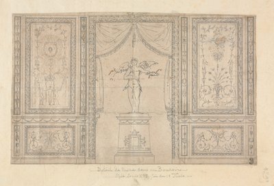 18 世紀後半、壁のニッチにあるキューピッドの像。 作： Paolo Vincenzo Bonomini