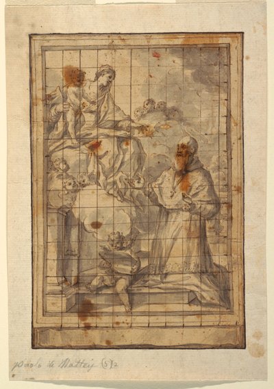 素描《栄光の聖母子》1600-1700年頃 作： Paolo de Mattheis