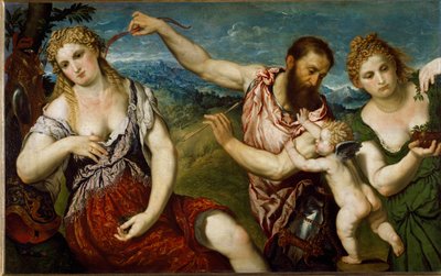 フローレ、ヴィーナス、マルス、キューピッドのアレゴリー」（絵画、1560年頃 作： Paris Bordone