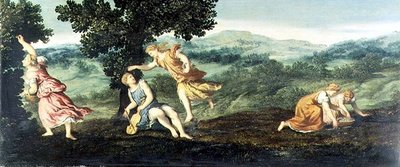 神話の情景」1530年頃（パネル） 作： Paris Bordone