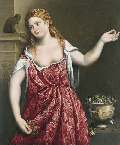 若い女性の肖像画 作： Paris Bordone
