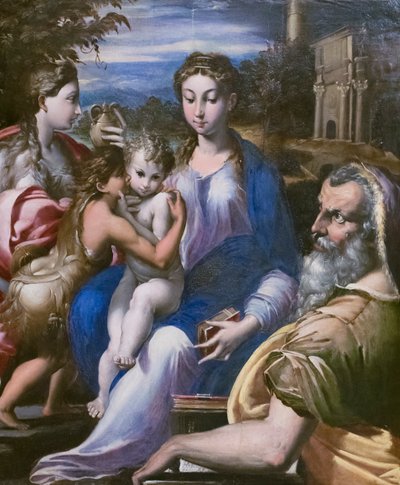 洗礼者聖ヨハネとマグダラのマリアのいる聖家族 作： Parmigianino (1503 40) (follower of)