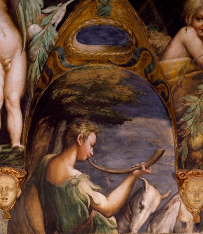 ダイアナとアクタイオンの神話」に登場する狩人の像 作： Parmigianino