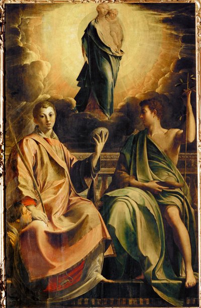 聖ステファノと献金者、洗礼者ヨハネとマドンナ... 作： Parmigianino (1503-40)