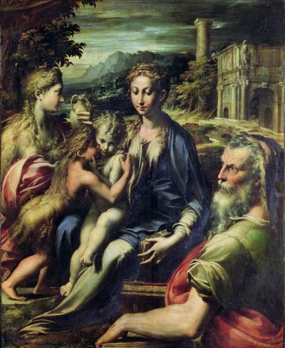 聖ザカリアとマドンナ、c.1527-30（キャンバスに油彩） 作： Parmigianino