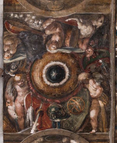 プッティ、詳細、1523年頃（フレスコ画） 作： Parmigianino