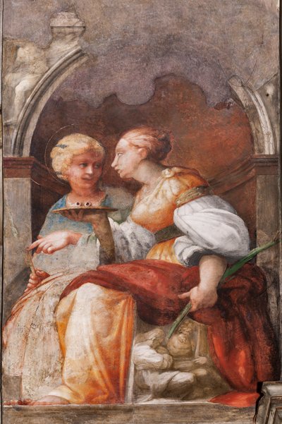 聖ルチアと聖アポロニア、1523年頃（フレスコ画） 作： Parmigianino