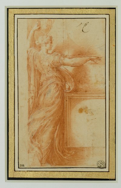 カネフォア。サングイン、白いハイライト、ベージュの紙... 作： Parmigianino (1503-40)