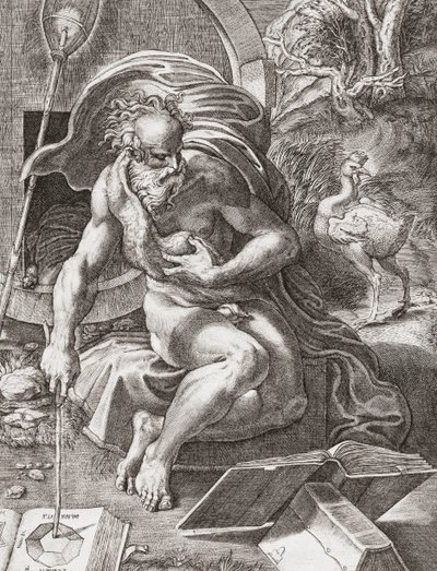 紀元前3世紀のギリシャの哲学者、ディオゲネス（エングレービング 作： Parmigianino 