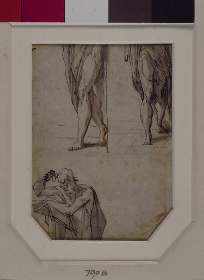男性の研究（紙にペン、インク、ウォッシュ 作： Parmigianino