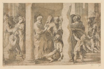 足の不自由な人を癒す聖ペテロと聖ヨハネ 作： Parmigianino (attributed to)