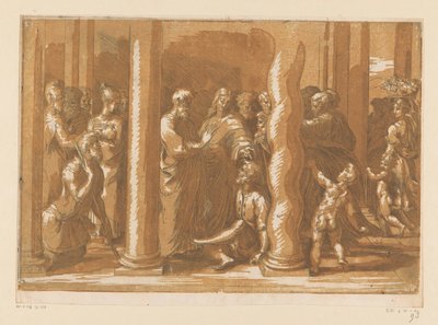 足の不自由な人を癒す聖ペテロと聖ヨハネ 作： Parmigianino (attributed to)