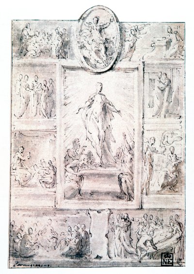 構成スケッチ、c1513-1540 作： Parmigianino