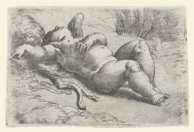 眠るキューピッド 作： Parmigianino
