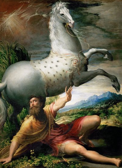 聖パウロの改宗、1528年頃 作： Parmigianino