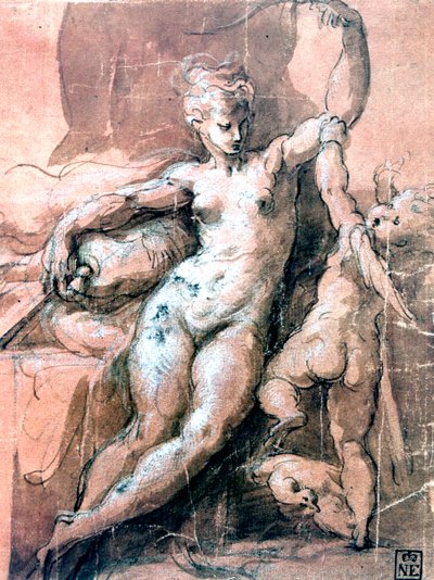 金星と子供、c1513-1540 作： Parmigianino