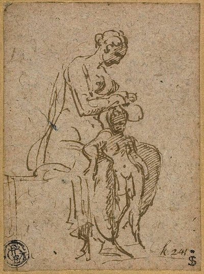 子供の消毒をする女性 作： Parmigianino