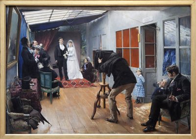 写真家との結婚式、パスカル・アドルフ・ジャン・ダニャン・ブーヴレ（1852-1929）によって1879年に作られた絵画。 写真、KIM Youngtae、リヨン、Musee des Beaux Arts de Lyon。 作： Pascal Adolphe Jean Dagnan Bouveret