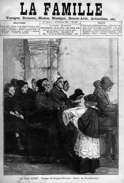 Dagnan-Bouveretの絵をもとに1888年に刻印されたパンのベニート。1888年の新聞 "La famille "の表紙。 作： Pascal Adolphe Jean Dagnan Bouveret