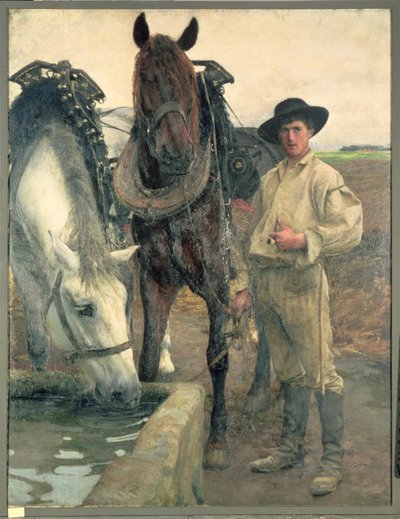 ウォータートラフの馬、1884年 作： Pascal Adolphe Jean Dagnan Bouveret