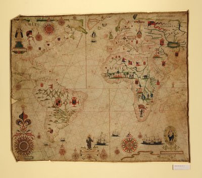 大西洋と隣接する大陸のポルトラン海図 作： Pascoal Roiz