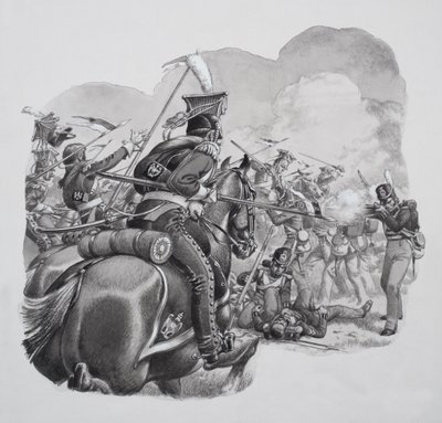 軽騎兵隊（紙にグワッシュ） 作： Pat (1907-95) Nicolle