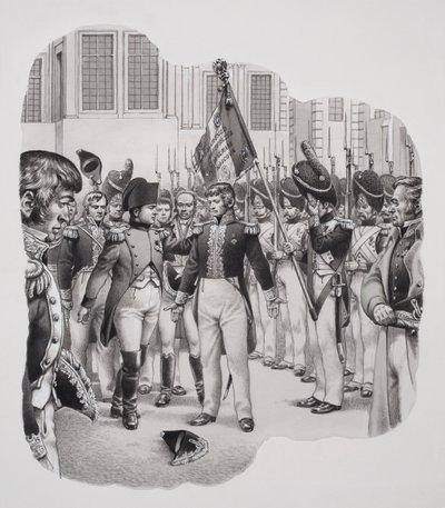 流刑地へ向かうナポレオン（1769-1821）（紙にグワッシュ） 作： Pat (1907-95) Nicolle