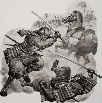 サムライ（紙にグワッシュ） 作： Pat (1907-95) Nicolle