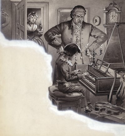 若き日のルートヴィヒ・ヴァン・ベートーヴェン（紙にグワッシュ） 作： Pat (1907-95) Nicolle