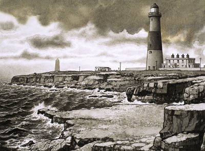 イギリスの有名な岬ポートランド・ビル 作： Pat (1907-95) Nicolle
