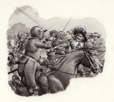 17世紀の重装騎兵隊（紙にグワッシュ） 作： Pat (1907-95) Nicolle