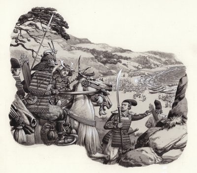 蒙古襲来（紙にガッシュ） 作： Pat (1907-95) Nicolle