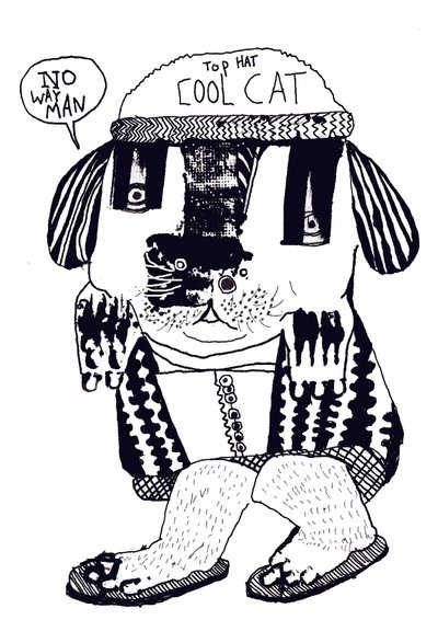 クール・キャット 2014年（インク、油彩） 作： Pat Macdonald