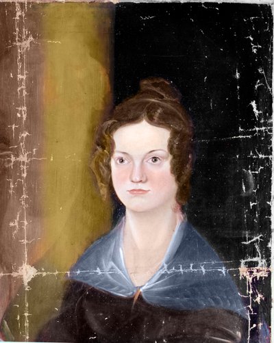 ブロンテ姉妹の肖像、詳細、1834年頃（キャンバスに油彩） 作： Patrick Branwell Bronte