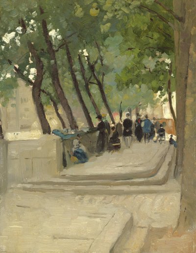 本市場左岸、パリ、c.1900 作： Patrick William Adam