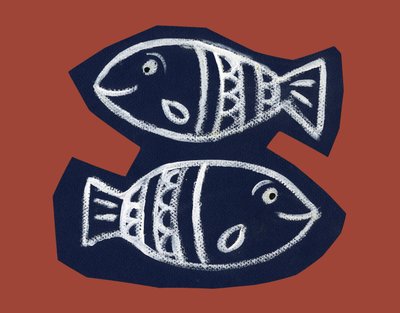 ホロスコープ：魚座。イラスト：P.ラ・ポルタ 作： Patrizia La Porta