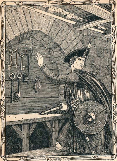 若いダグラスがロッホリーベン城の鍵を盗む1902 作： Patten Wilson