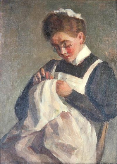 The Sewing Maid（油彩・キャンバス） 作： Patti Mayor