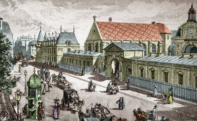Vue du Conservatoire des Arts et metiers (Cnam) a Paris, rue saint Martin a Paris - (パリの美術工芸音楽院の眺め) アレクシス・マルタンの彫刻 作： Paul (after) Merwart