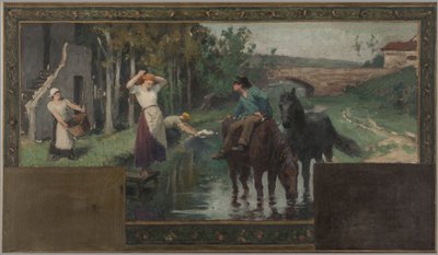 アルクイユ・カシャン市庁舎のスケッチ：飲み水桶 作： Paul Albert Baudouin