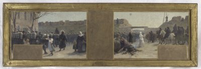 オテル・ド・ヴィルの県知事室のスケッチ：1870年のパリ包囲戦で退去する軍隊 作： Paul Albert Baudouin